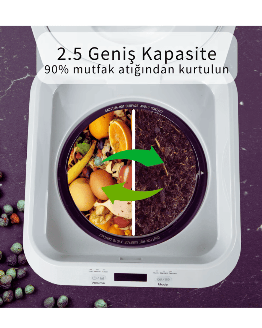 Greenovia Mutfak Atıkları Geri Dönüştürme Elektrikli Kompost Makinesi