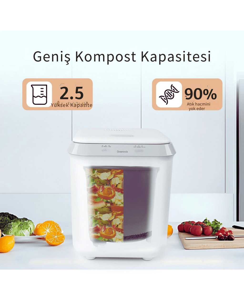 Greenovia Mutfak Atıkları Geri Dönüştürme Elektrikli Kompost Makinesi