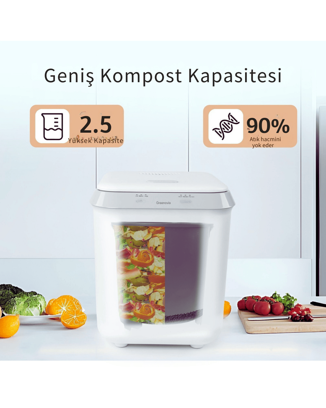 Greenovia Mutfak Atıkları Geri Dönüştürme Elektrikli Kompost Makinesi